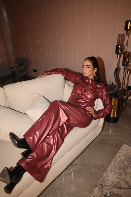 Crimson Sculpt Leather Set