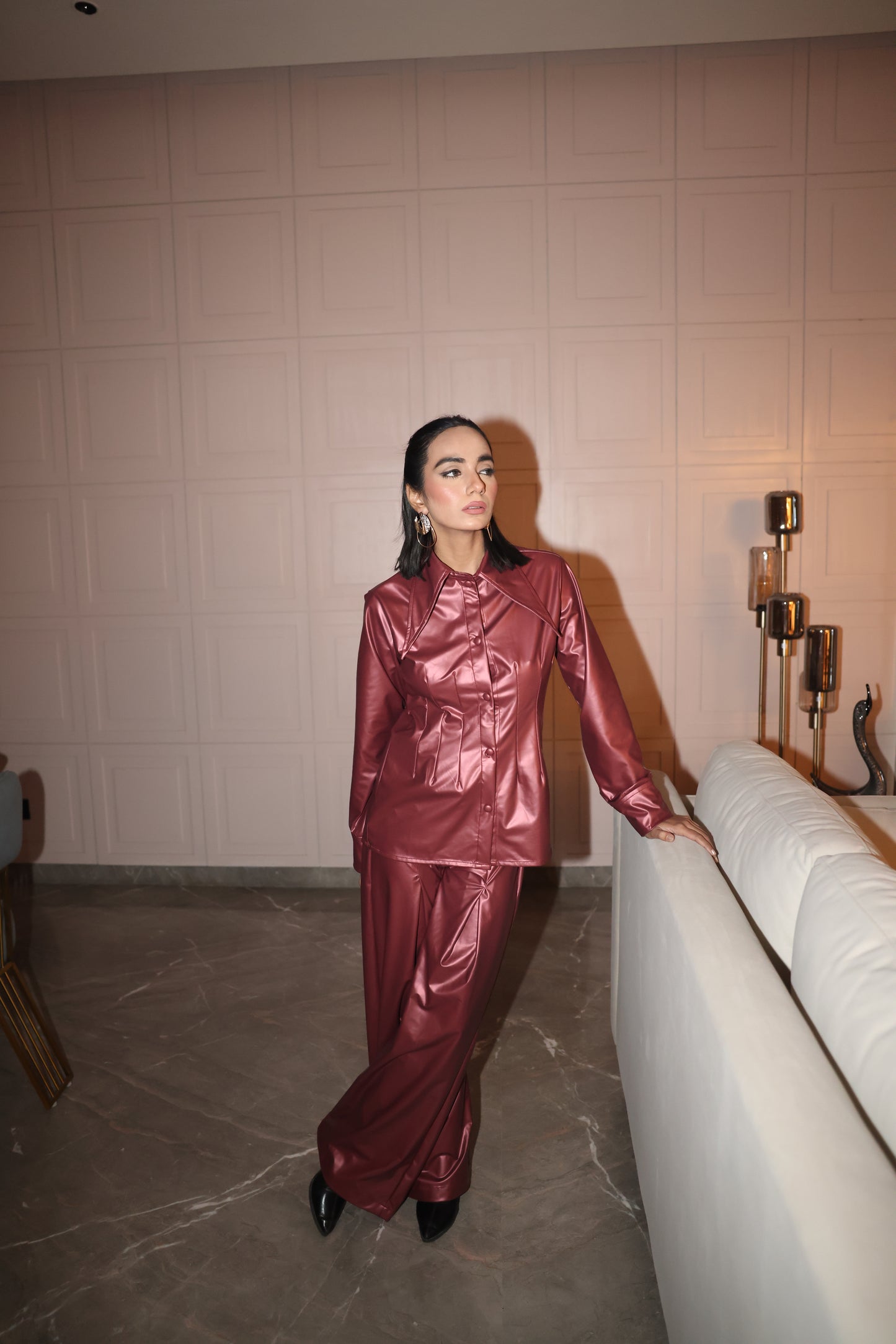 Crimson Sculpt Leather Set