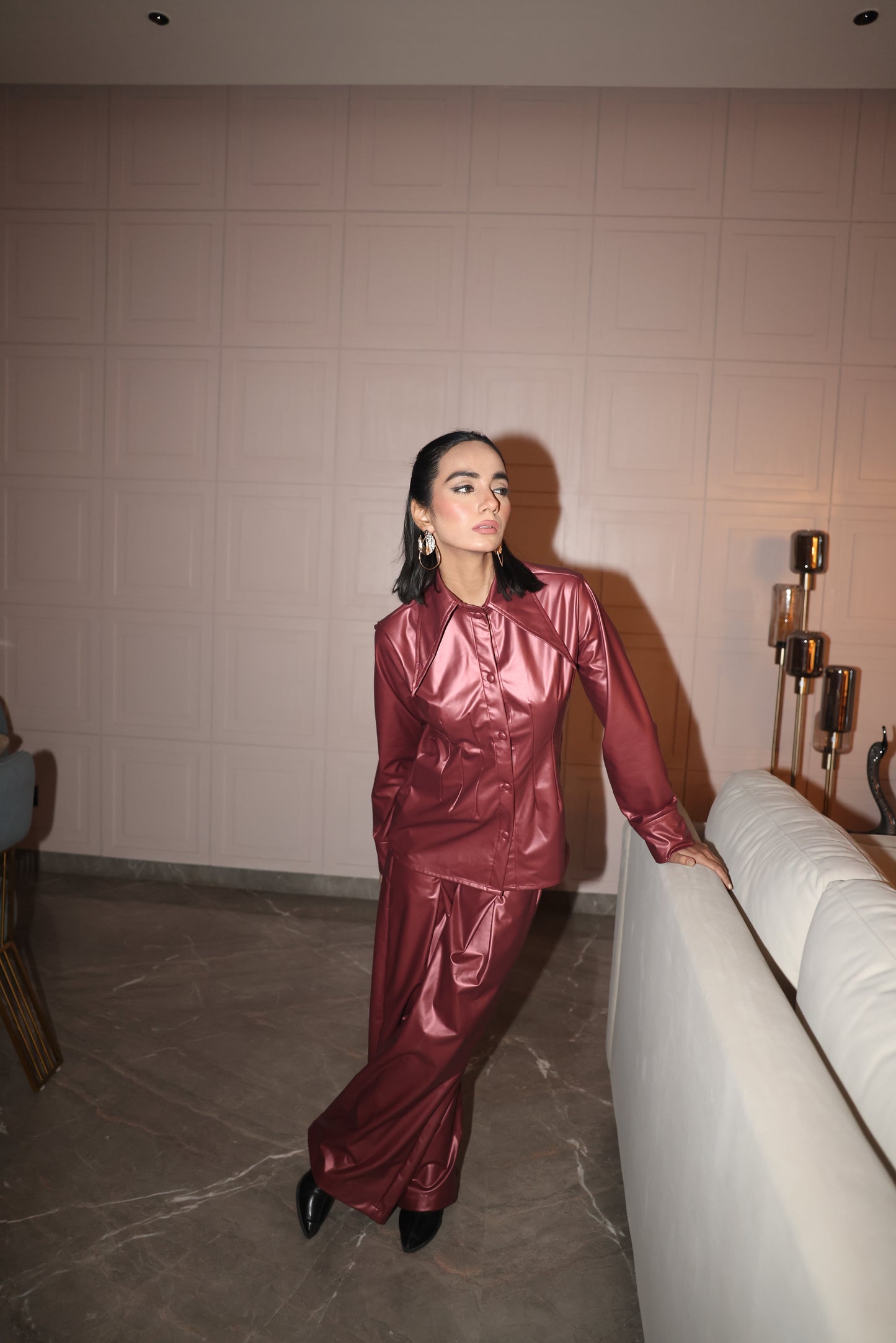 Crimson Sculpt Leather Set